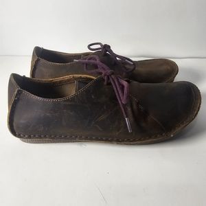 Clarks Artisan Janey Mae Oxford Shoes Women's 6.5 Beeswax Brown Leather Lace Up